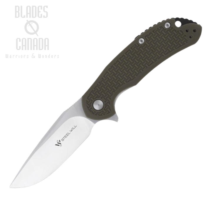 Steel Will Cutjack Flipper Folding Knife, D2 Steel, FRN OD Green, C22-1OD